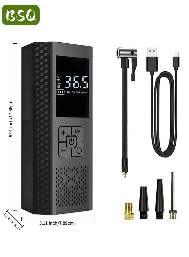 BSQ Digital Display Car Tire Inflator | Portable Wireless Mini Air Pump | Built-in 4000mAh Power Bank | Automatic Stop Function and LED Indicator | 150 PSI High Pressure, 3 times faster inflation speed | Suitable for cars, bicycles, motorcycles, balls, inflatable mattresses, etc. - Image 4